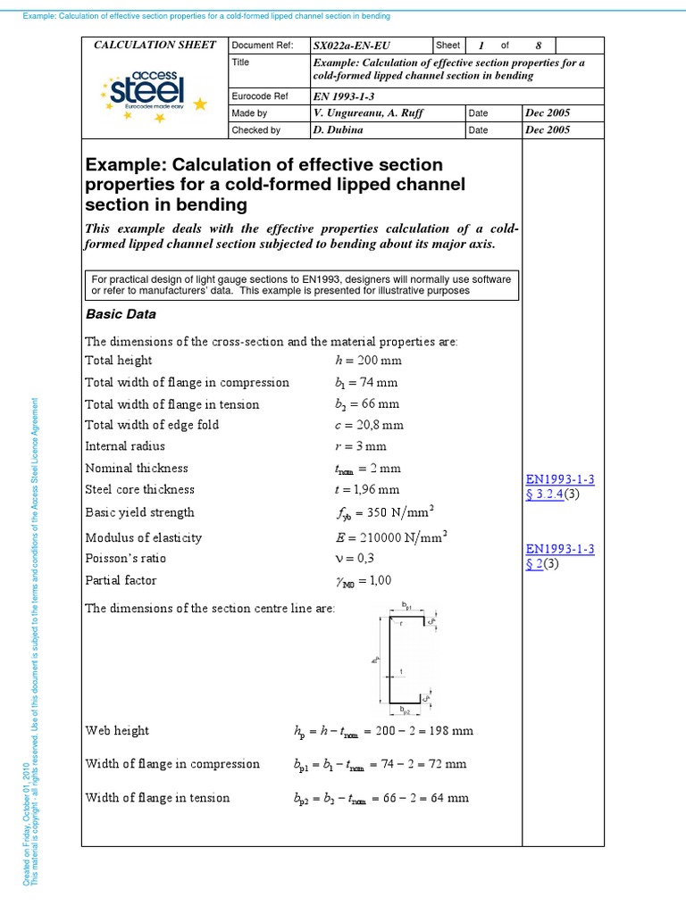 Calculation of Effective Section Properties For A Cold-Formed Lipped ...