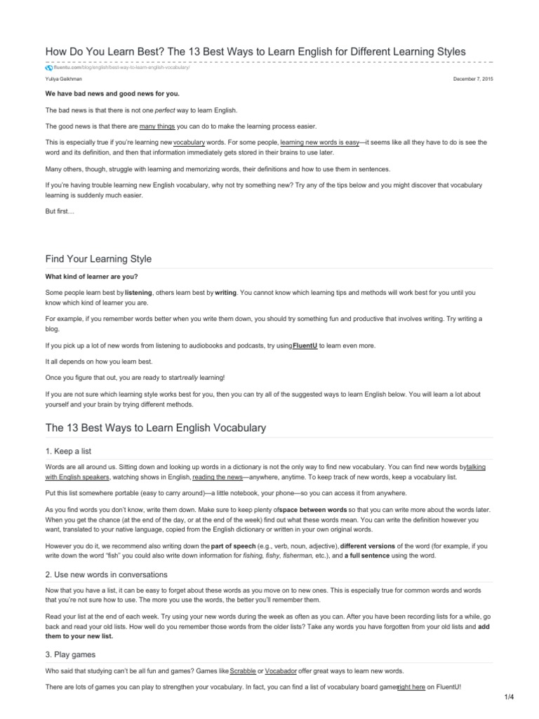 13 Effective Vocabulary Learning Tips | PDF | Vocabulary | English Language