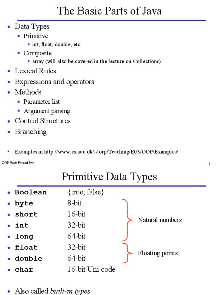The Basic Parts of Java: Data Types | PDF | Control Flow | Data Type