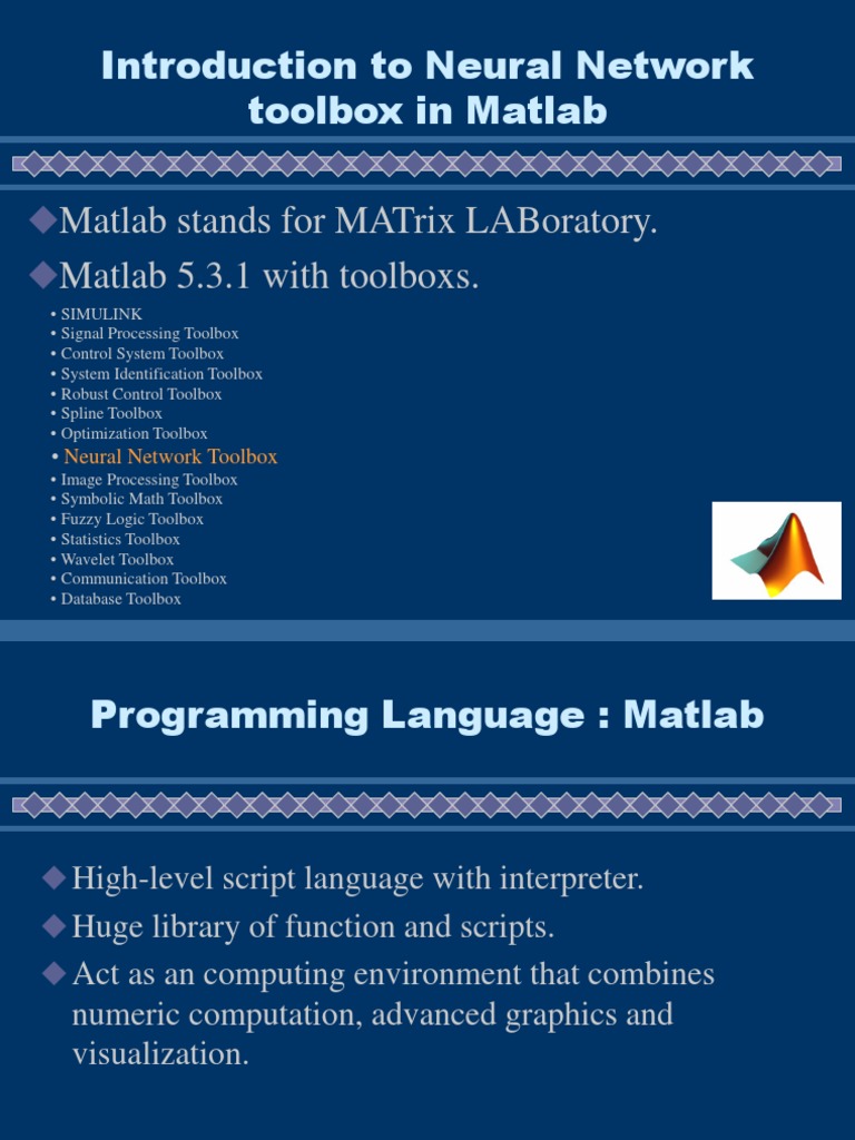 Introduction To Neural Network Toolbox in Matlab: Matlab Stands For ...