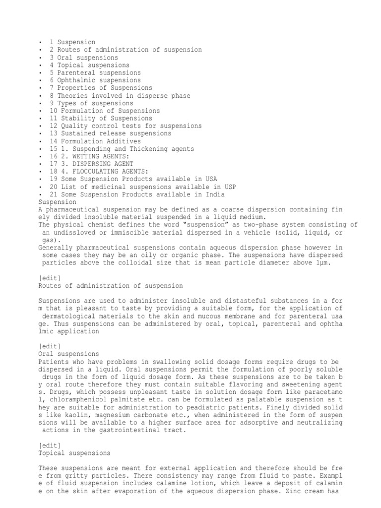 suspension Pharmaceutical Formulation Suspension (Chemistry)