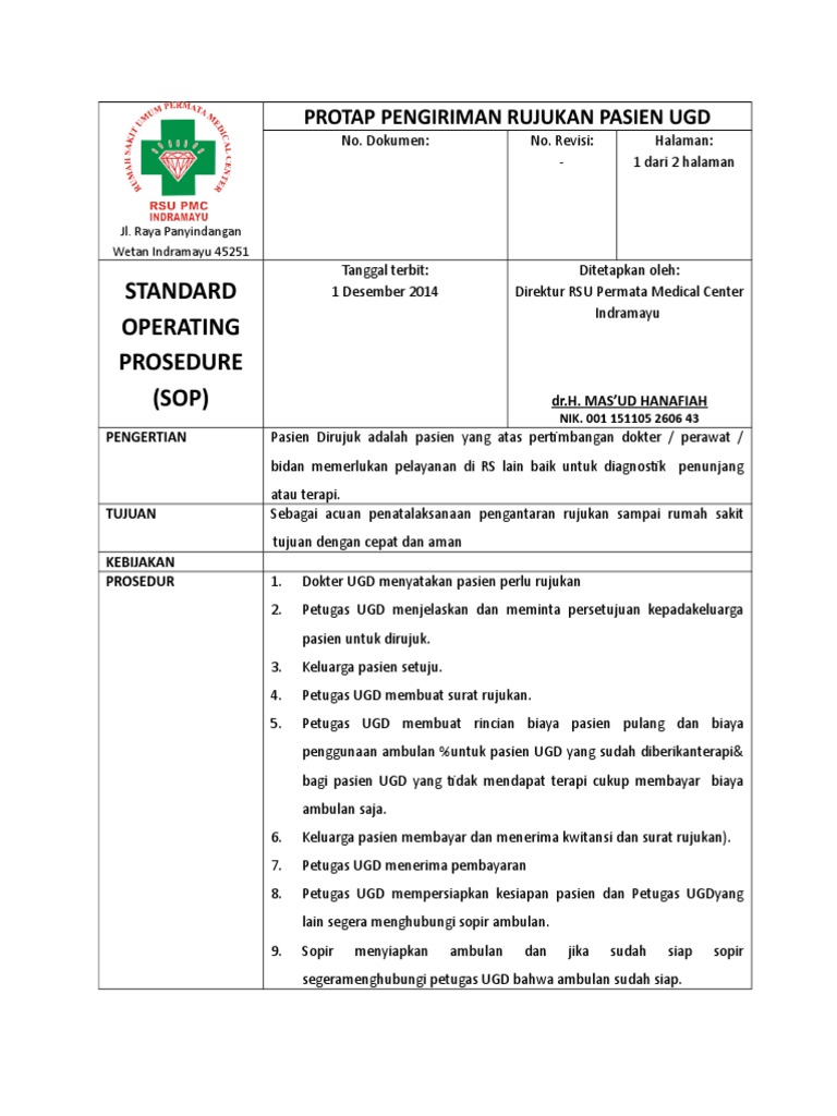 SOP Rujukan Pasien UGD Indramayu | PDF