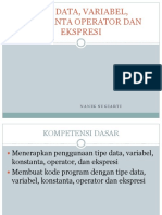 Variabel, Tipe Data, Konstanta, Operator Dan Ekspresi