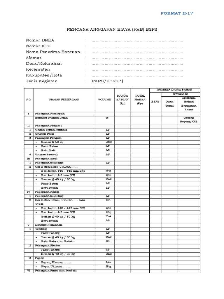 Format Rab Ii-17 PDF | PDF