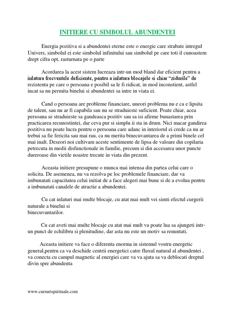 Initiere Cu Simbolul Abundentei | PDF
