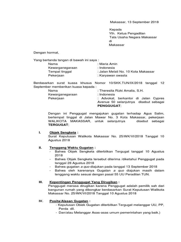 Download 97+ Contoh Surat Surat Gugatan Ptun Terbaik Dan Terbaru