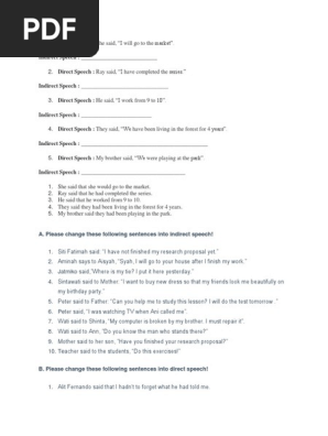 Contoh Soal Direct Indirect Speech Dan Jawabannya - Berbagi Contoh Soal