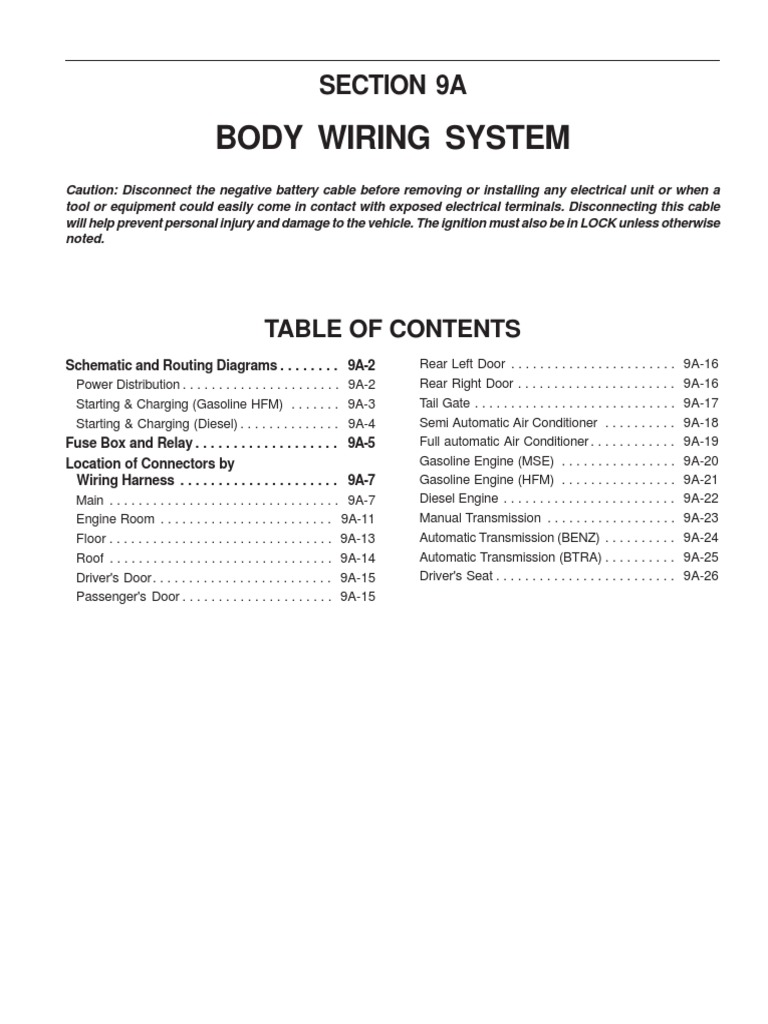 A Comprehensive Guide to Vehicle Body Wiring Systems PDF Fuel