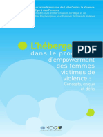 L'hébergement Dans Le Processus D'empowerment Des Femmes Victimes de Violence: Concepts, Enjeux Et Défis