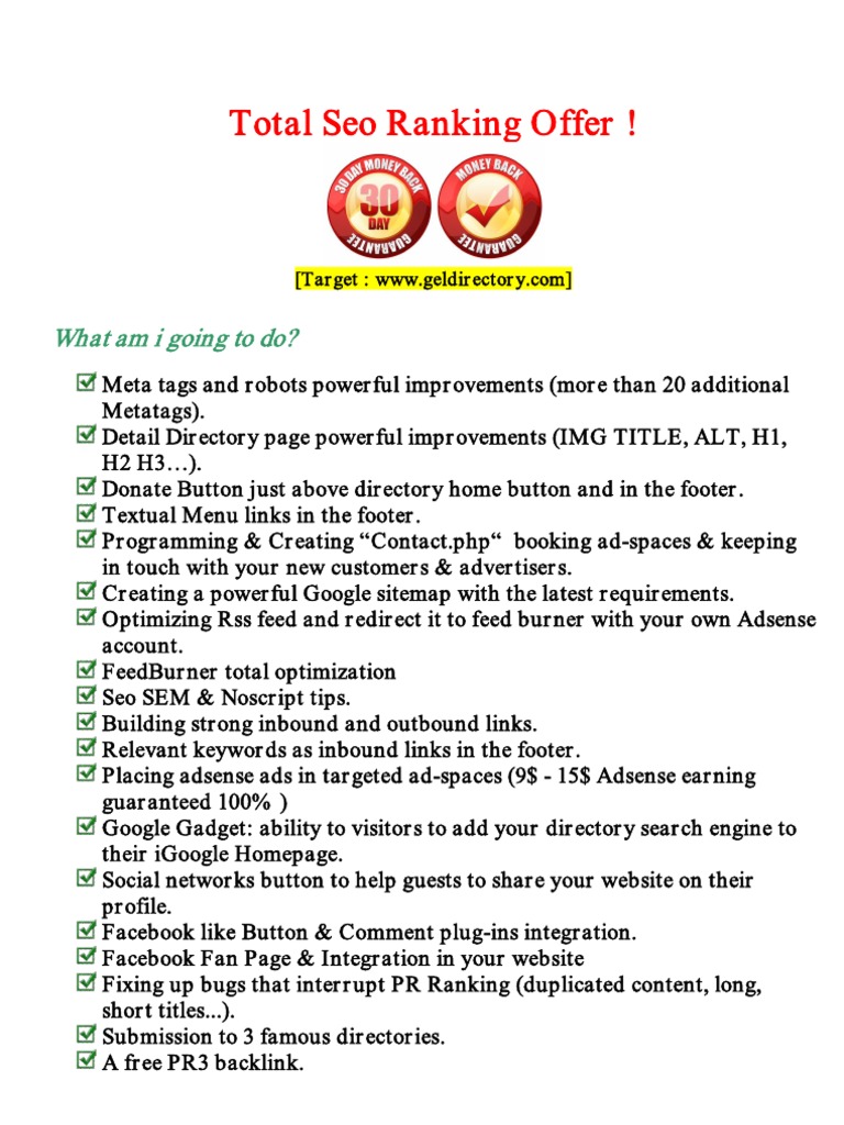 Total SEO Ranking Offer | PDF | Business
