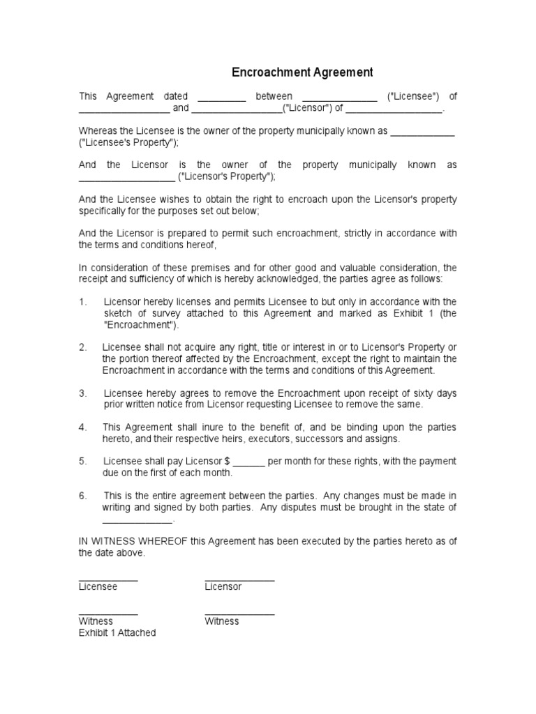 Encroachment Agreement | PDF | License | Civil Law (Legal System)