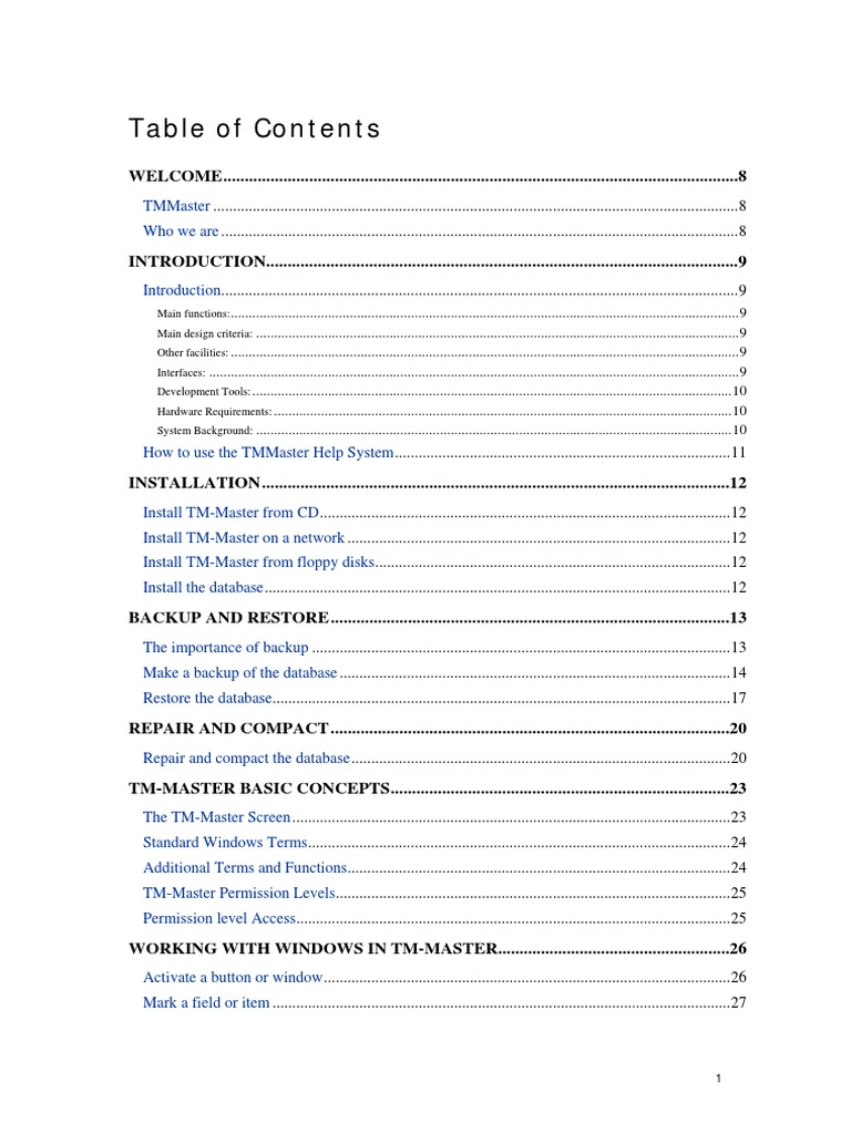 TM-Master User Manual Overview | PDF | Backup | Computer File