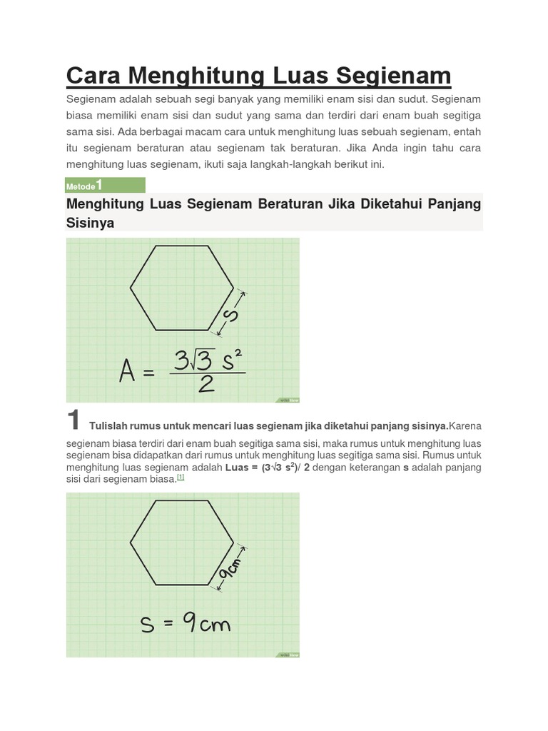 Cara Menghitung Luas Segienam