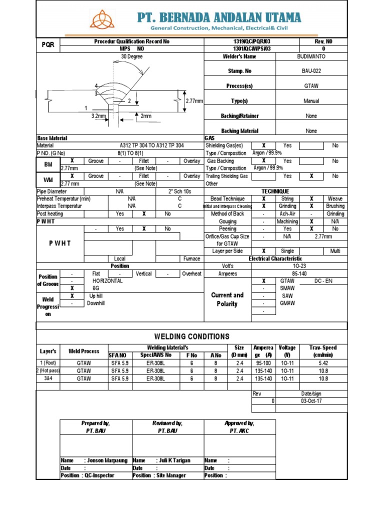 Welding Procedure Qualification Record | PDF