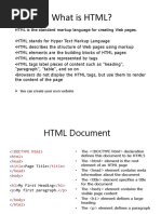 What Is HTML?: HTML Is The Standard Markup Language For Creating Web Pages