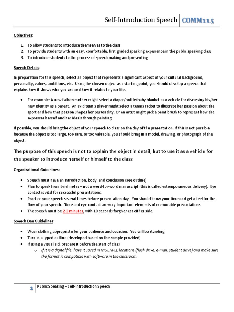 My first day in college introduction speech picture