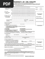 University of The Punjab: Admission Form For Doctor of Medicine Examination