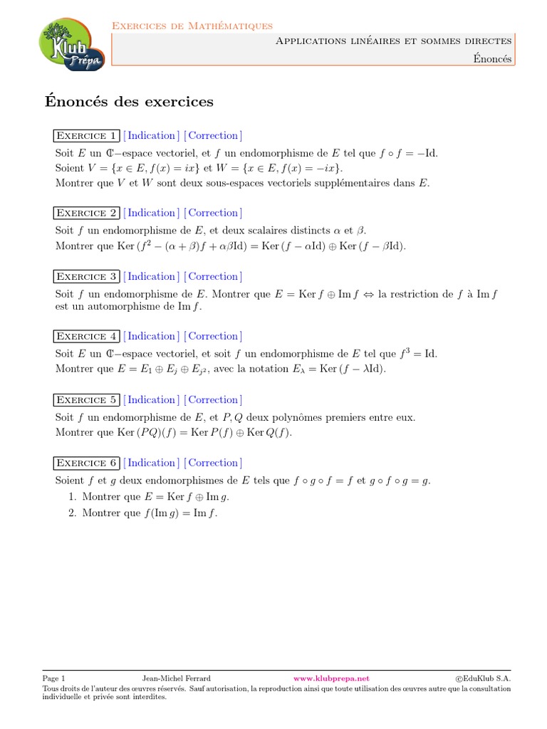 M Ea Esp Jmf 04 Application Lineaire Algebre Lineaire