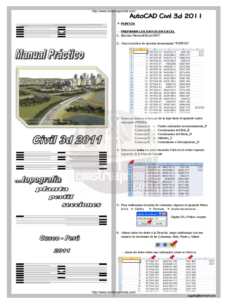 Manual Civil 3d Perfecto | PDF | Archivo de computadora | Microsoft Excel