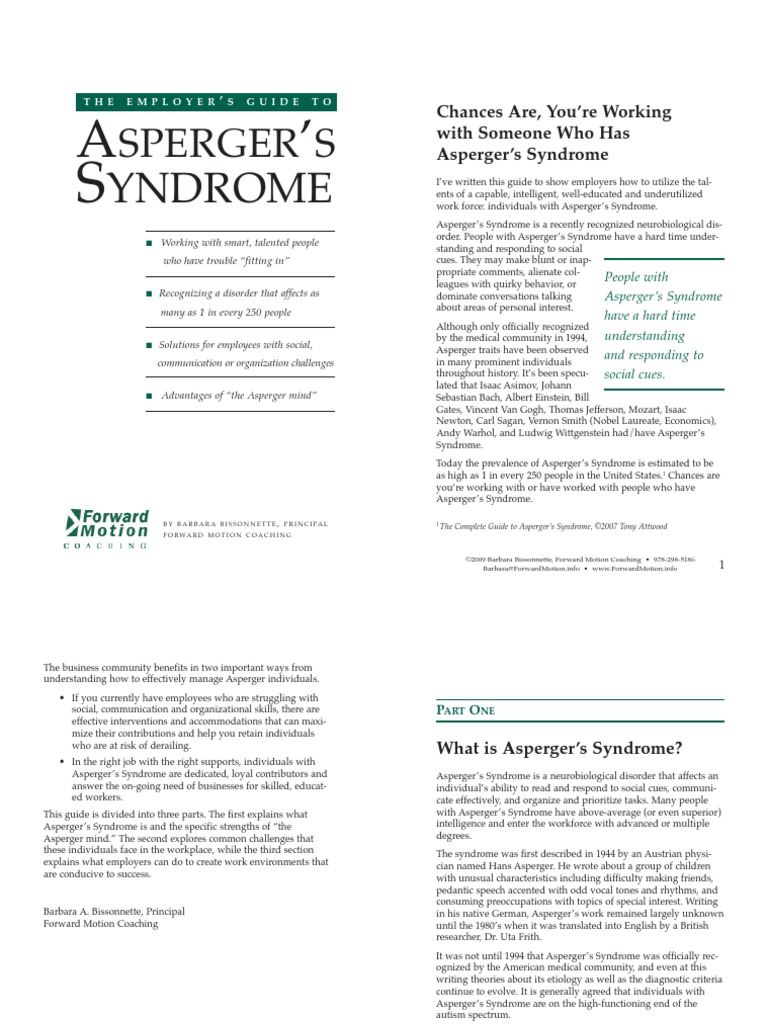 The Employer's Guide To Asperger's Syndrome | PDF | Asperger Syndrome ...
