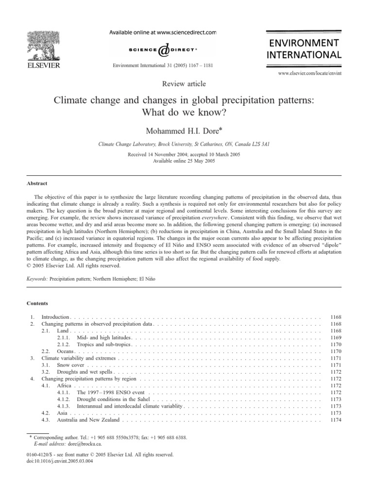 Global Precipitation Changes | PDF | Rain | Climate