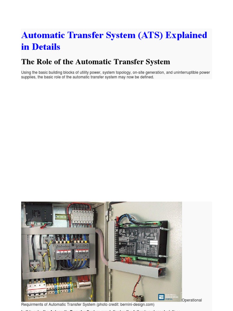 Automatic Transfer System Relay Switch
