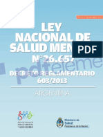 Ley Nacional de Salud Mental N° 26.657 (2010) - Decreto Reglamentario (2013).