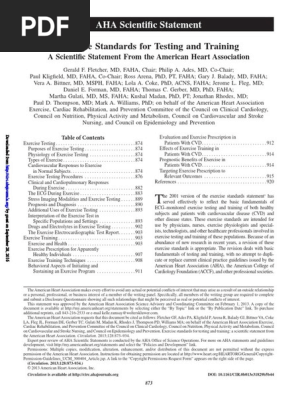Aha Exercise Standards For Testing And Training Blood Pressure Coronary Circulation
