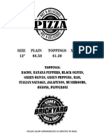 12 Pizza Menu