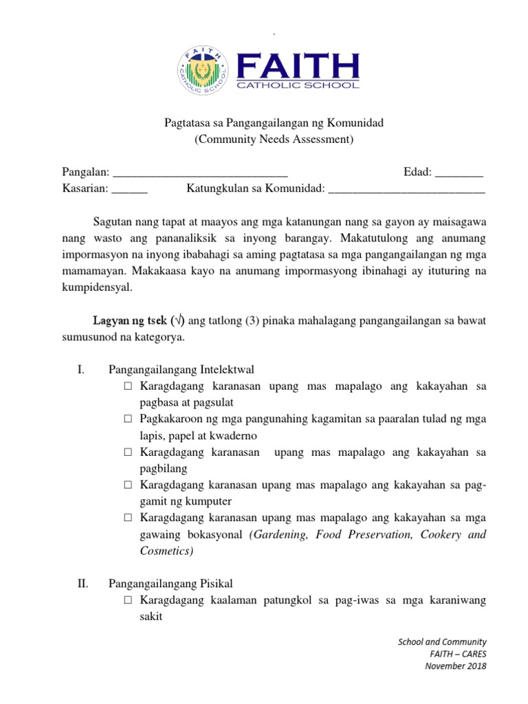 Needs Assessment Tool | PDF