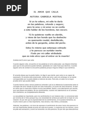 El Amor Que Calla Pdf Poesia Amor