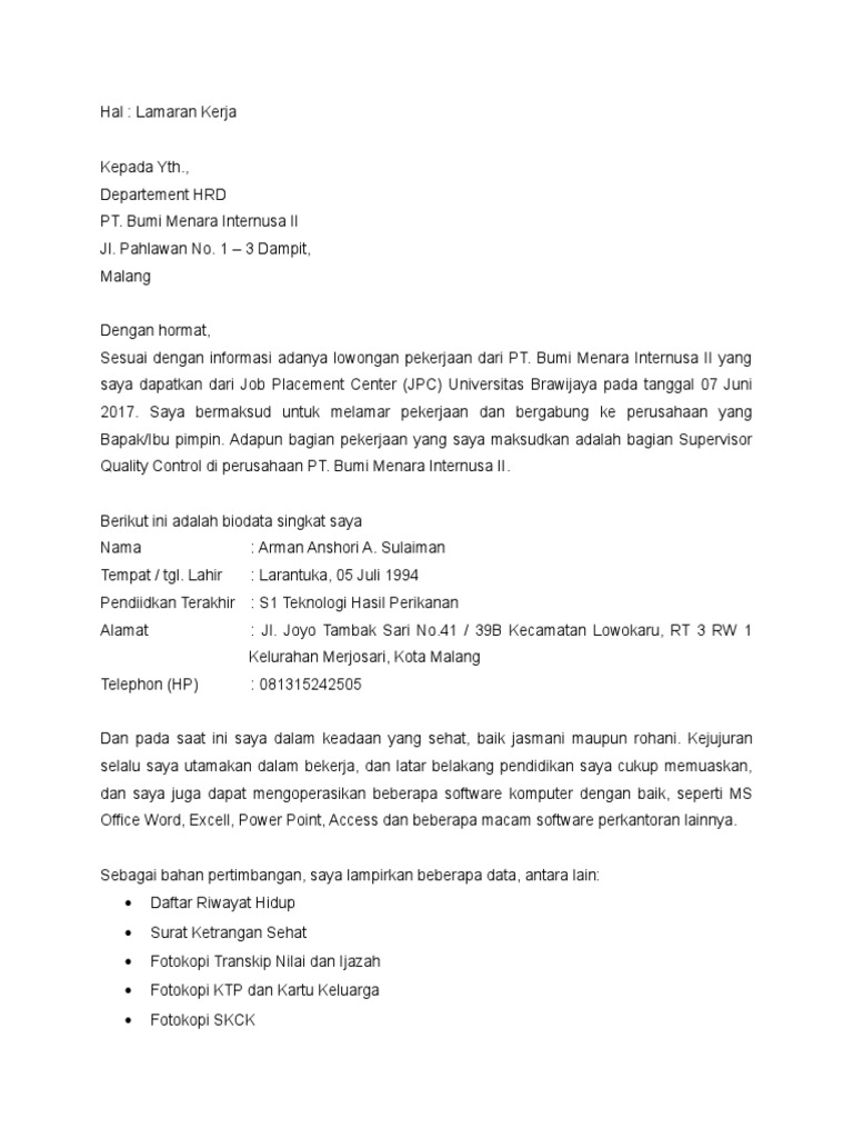 Download 67+ Contoh Surat Lamaran Kerja Quality Control Bahasa Inggris Gratis Terbaru