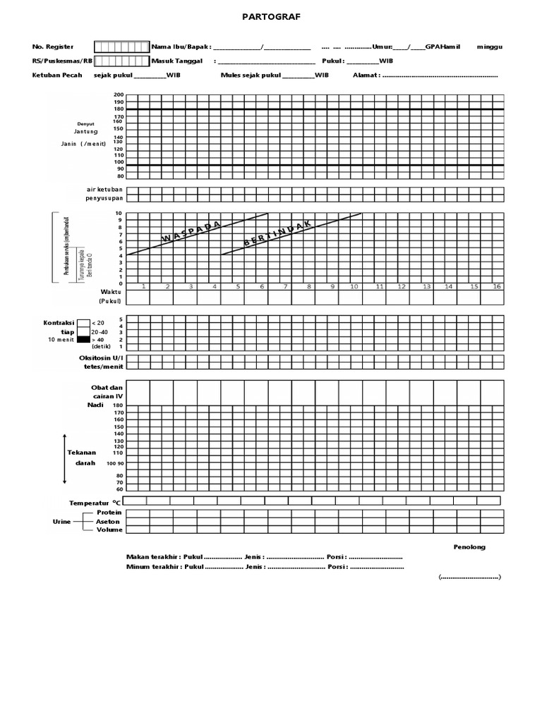 Format Partograf Bolak Balik PDF | PDF