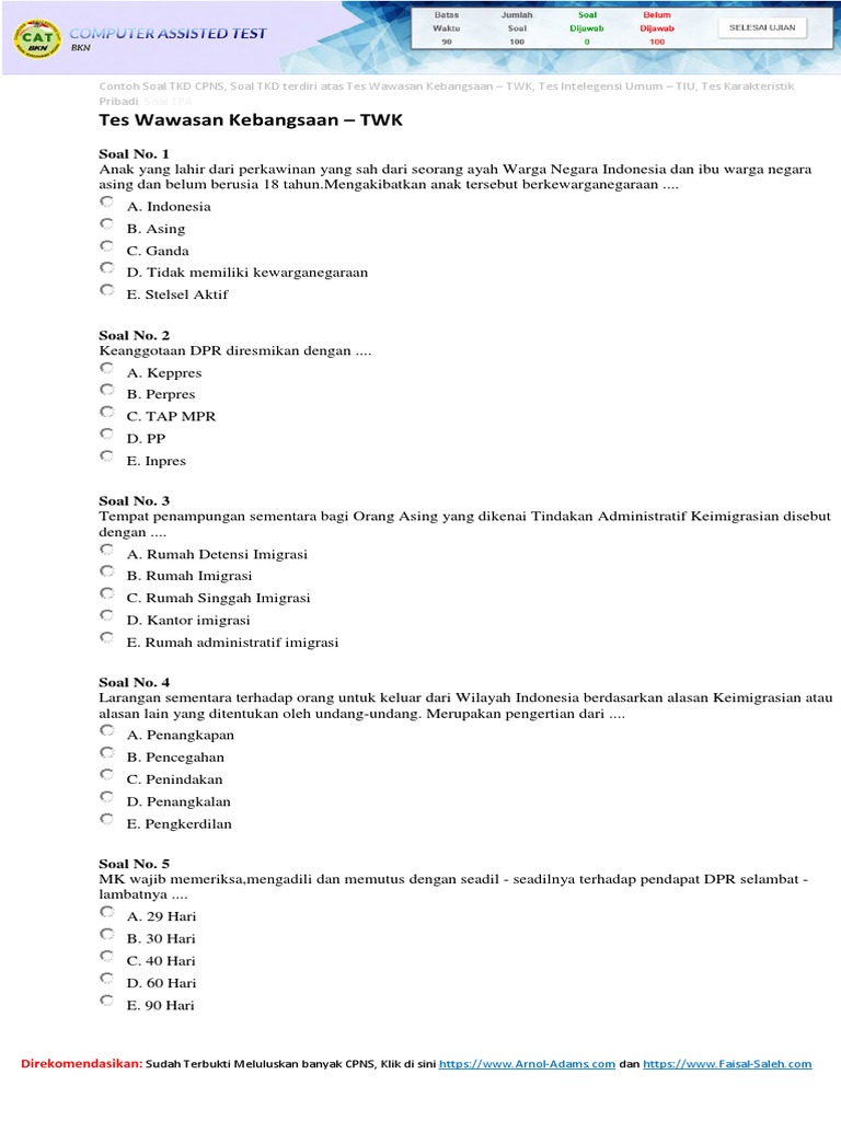 Populer Contoh Soal Cpns Umum, Paling Seru!