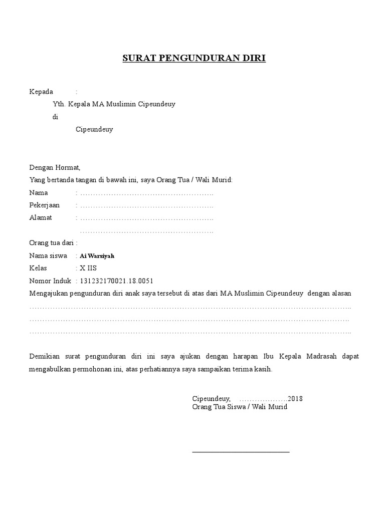 Surat Pengunduran Diri