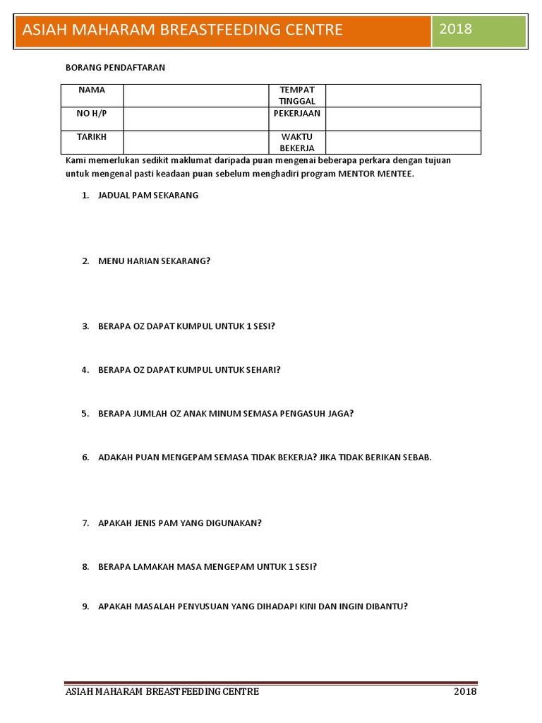 Borang Pendaftaran Mentor Mentee 2018 Pdf
