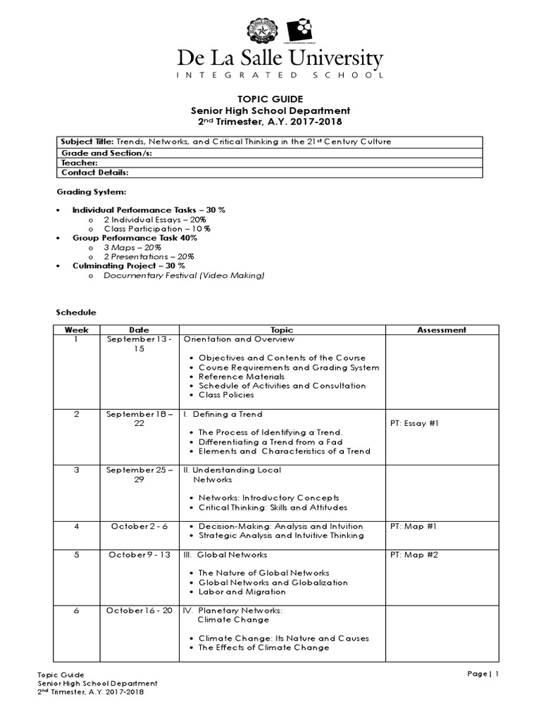Trends Topic Guide 2017-2018 | PDF | Critical Thinking | Essays
