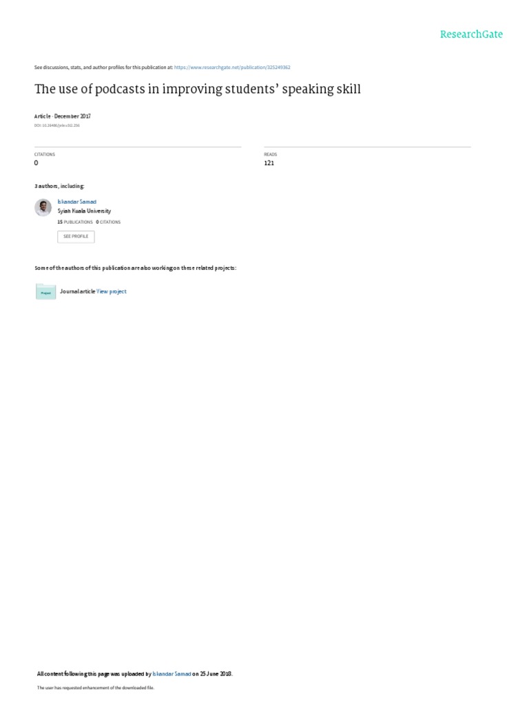 Podcasts Enhance Students Speaking Skills Pdf Statistical