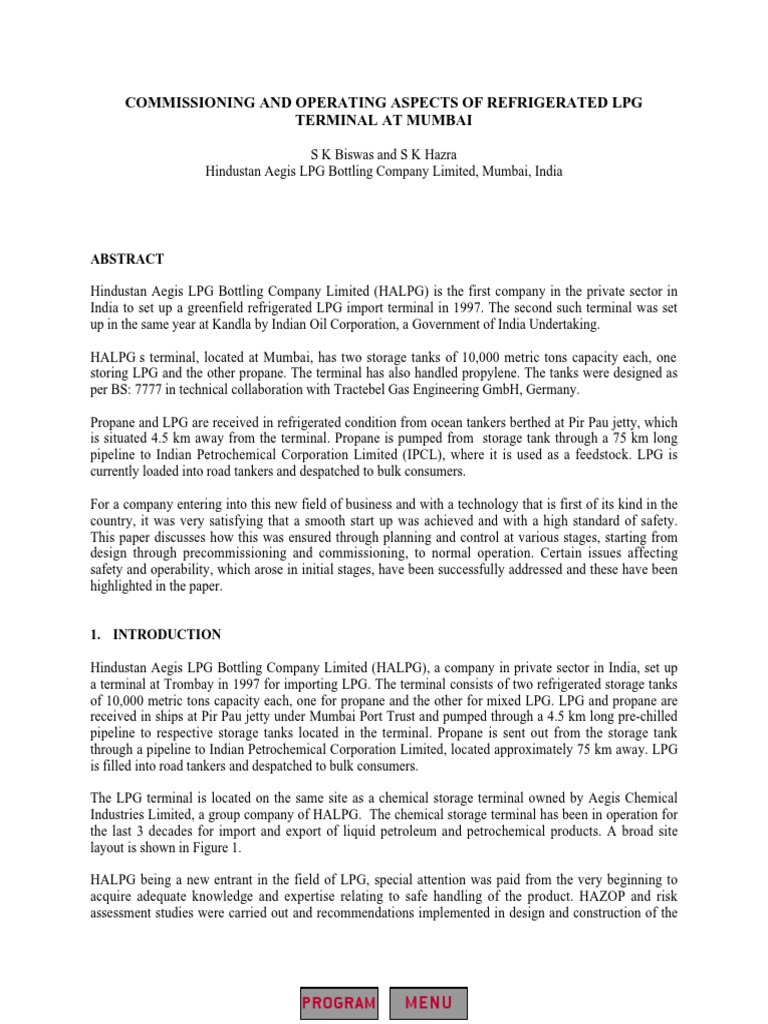 CommOp Aspect Refrigerated LPG Terminal PDF Liquefied Petroleum