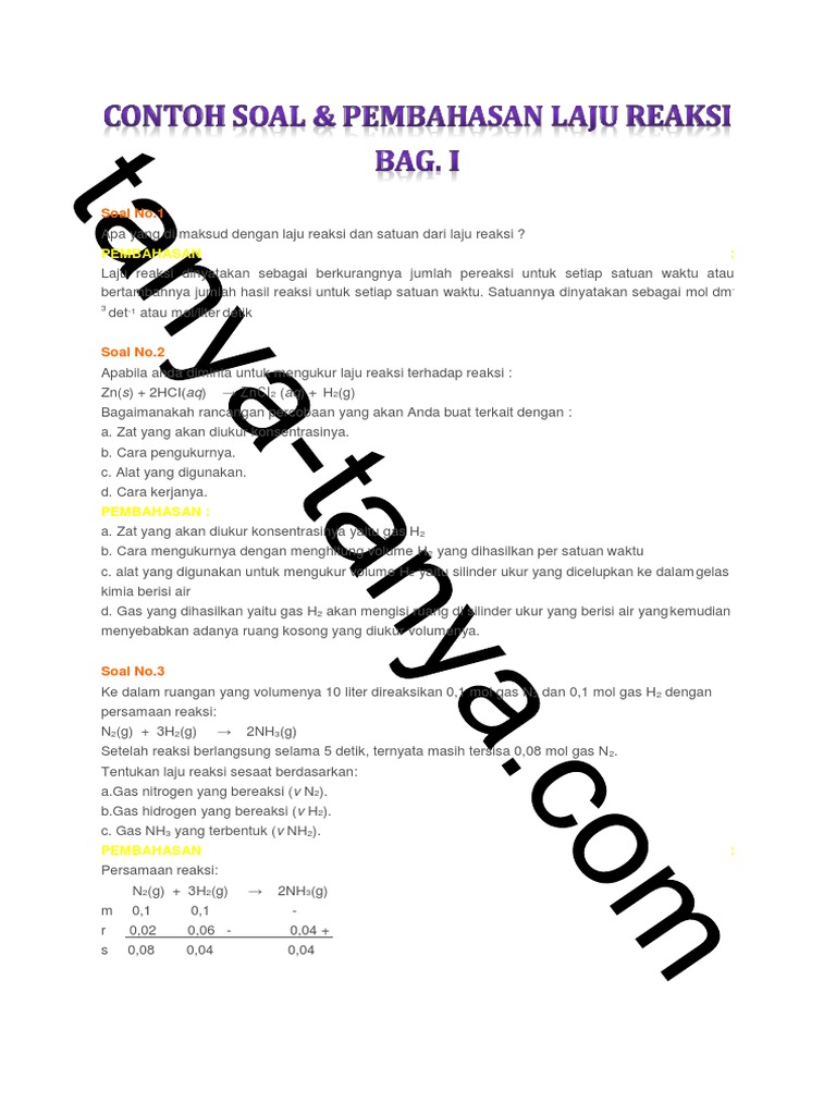Contoh Soal Orde Reaksi