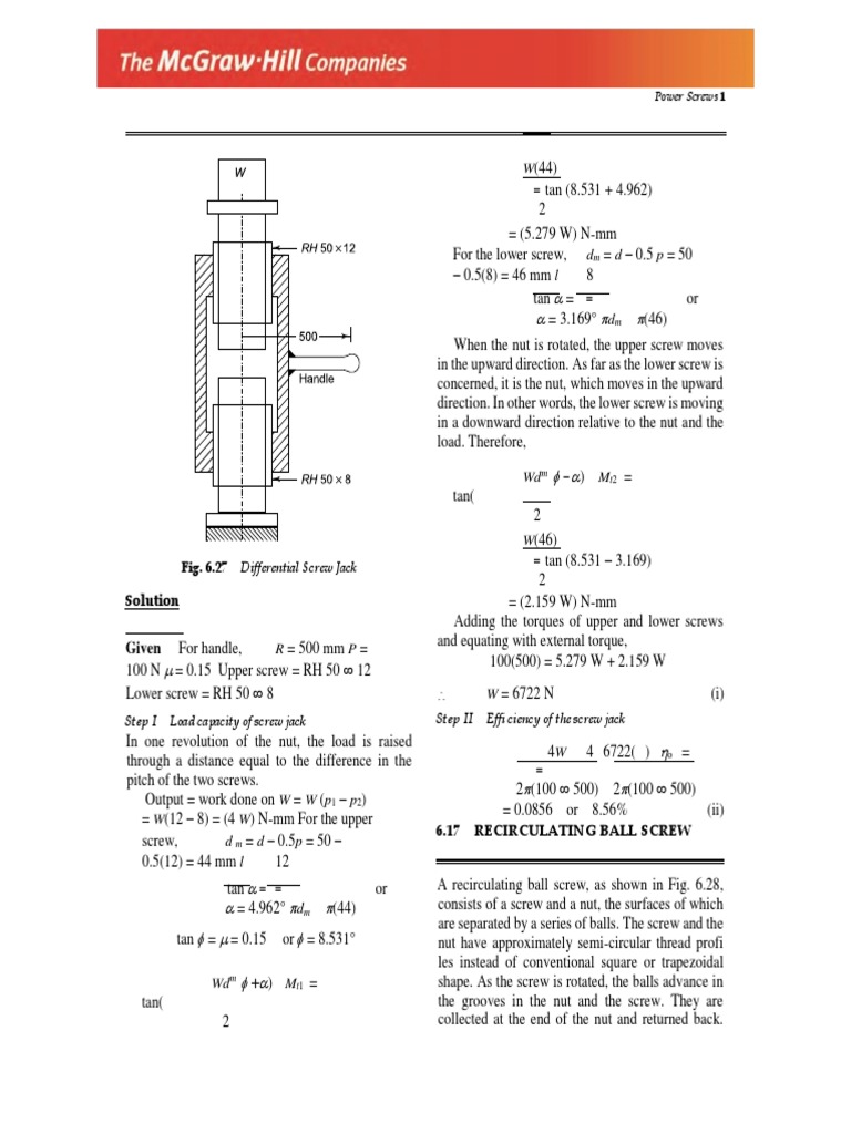 Solution Fig. 6.27 Differential Screw Jack Download Free PDF Screw Manufactured Goods