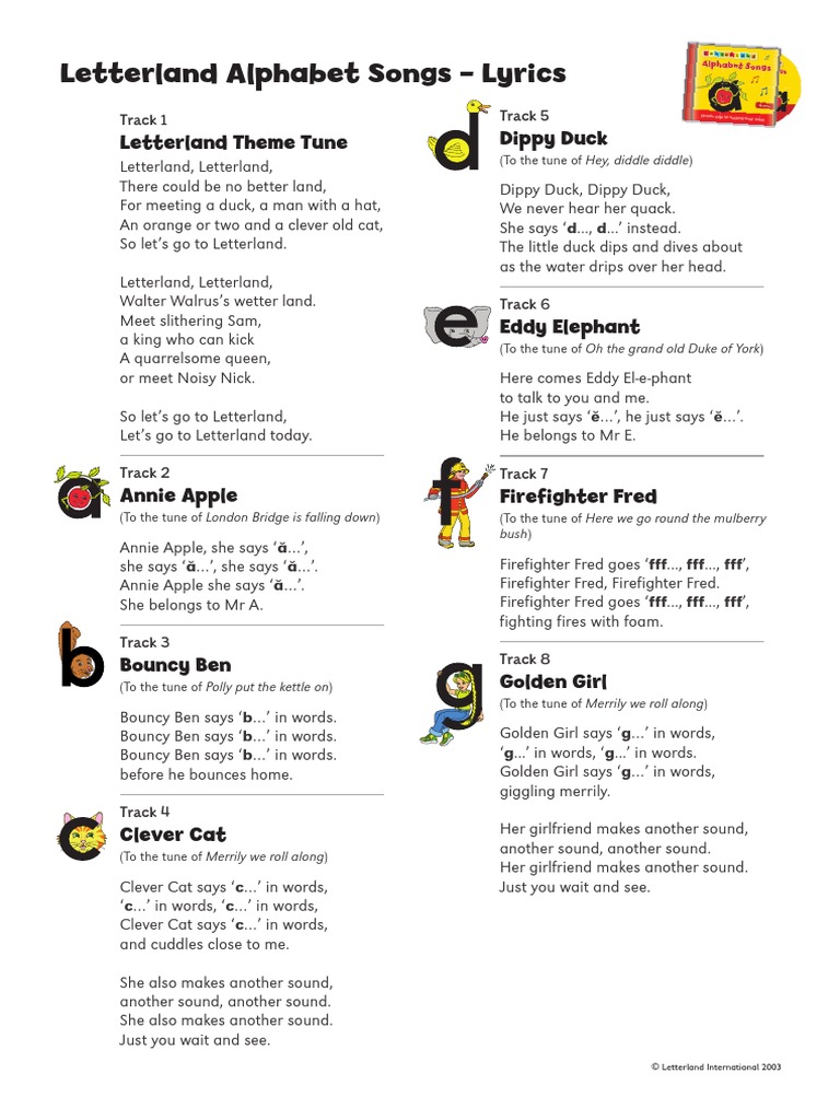 Alphabet-Songs Lyrics PDF | PDF