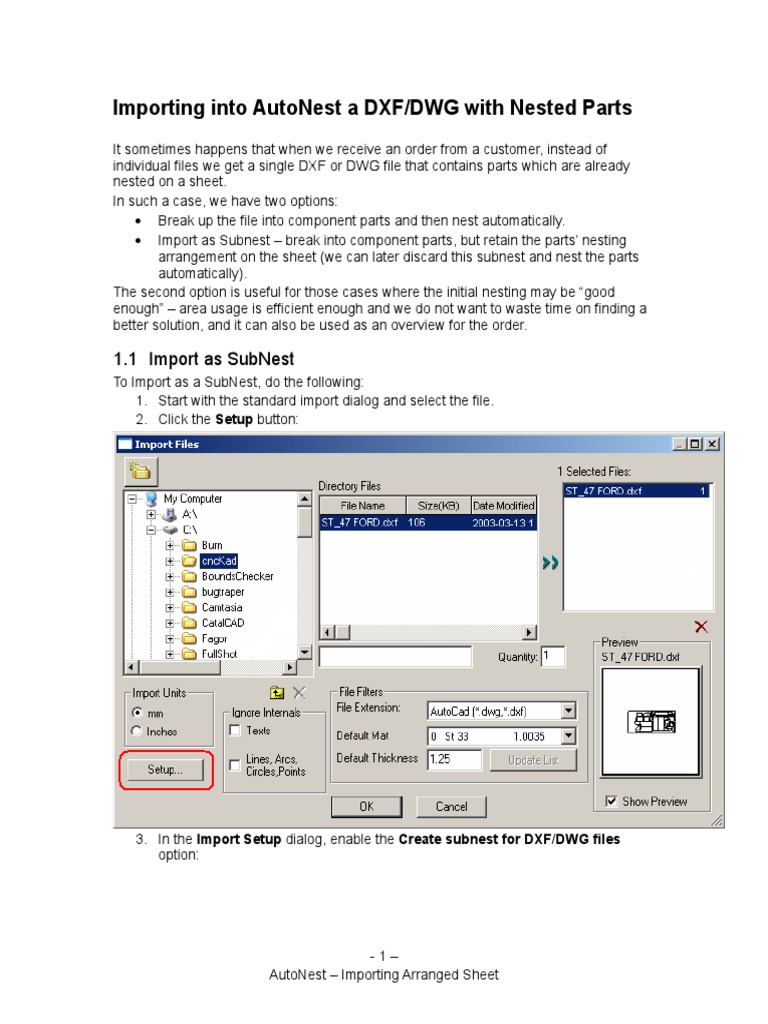 Importing DXF/DWG as Subnest in AutoNest | PDF | Art