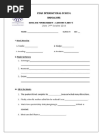 Ryan International School Bangalore English Worksheet - Lesson 4 and 5