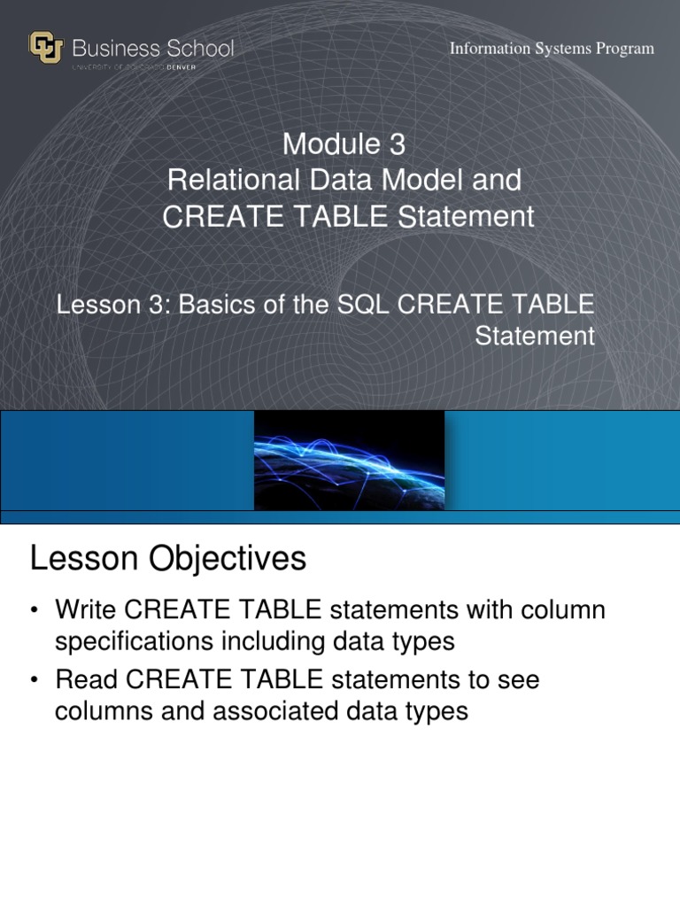 SQL CREATE TABLE Statement Basics | PDF