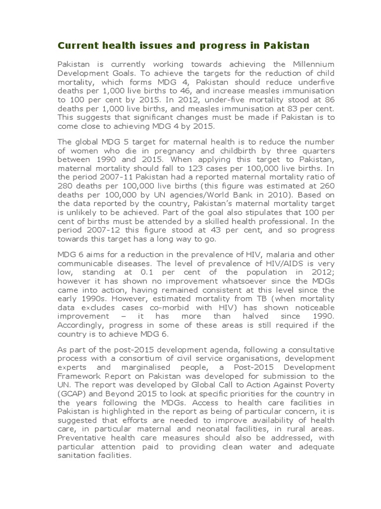 Current Health Issues and Progress in Pakistan | PDF | Millennium