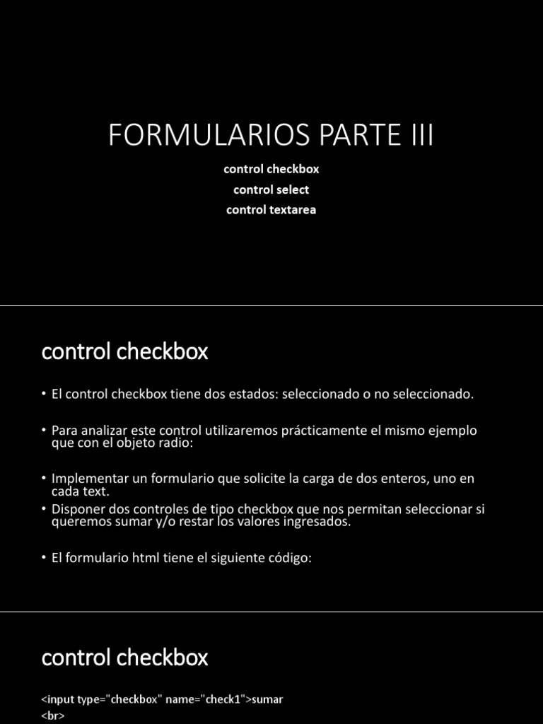 Formulario HTML: Checkbox, Select y Textarea | PDF | Ingeniería de ...