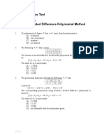 Multiple-Choice Test Newton's Divided Difference Polynomial Method