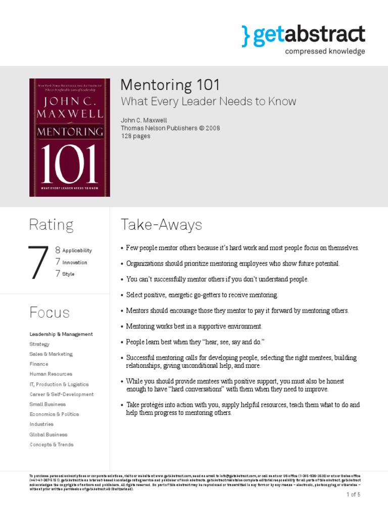 Mentoring 101 Abstract | PDF | Mentorship | Psychology