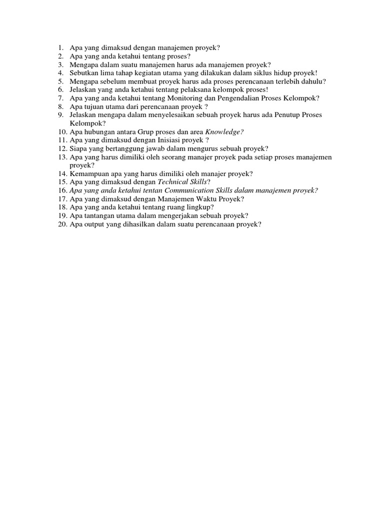 Soal Manajemen Proyek